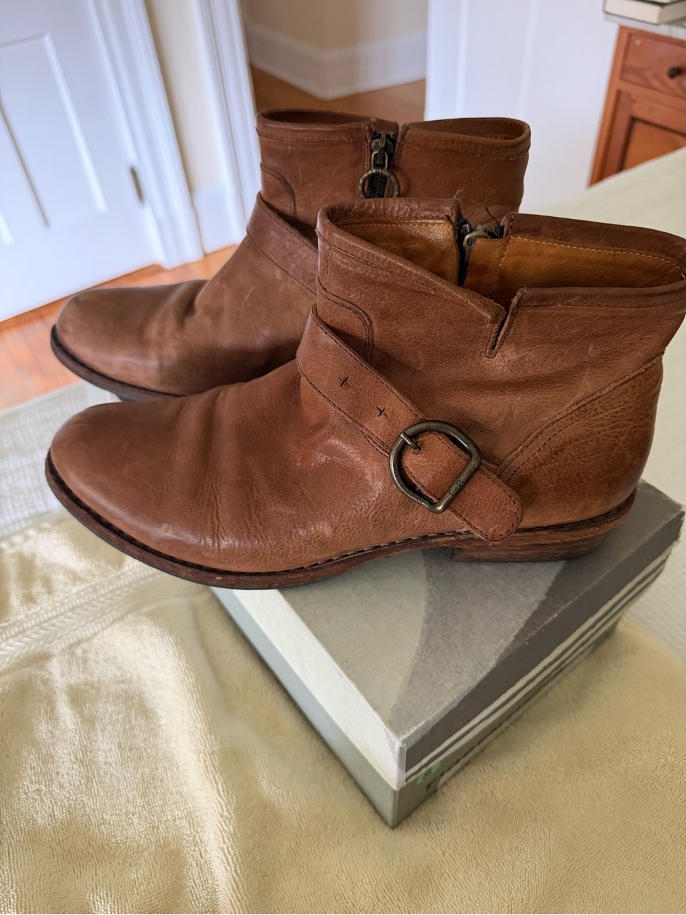 Fiorentini + Baker Brown Leather Ankle Booties with Side Buckle